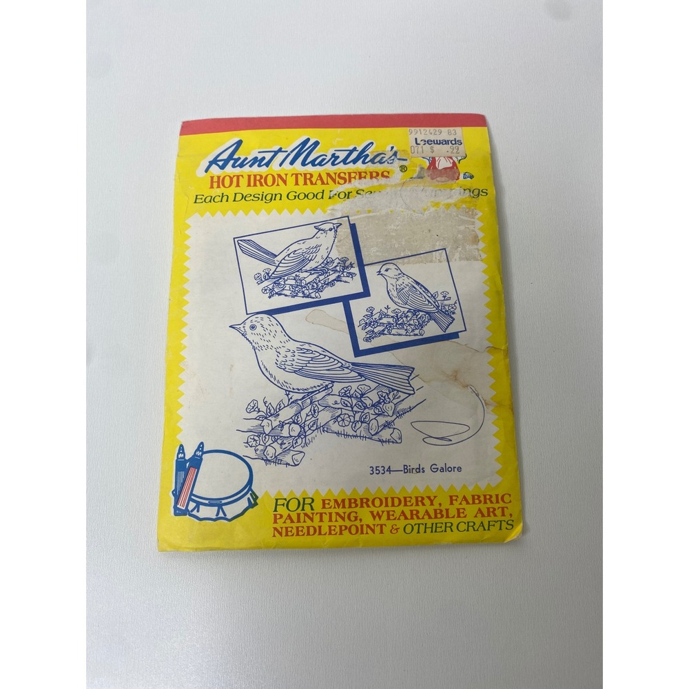 Aunt Martha's Hot Iron Transfers 3534 Birds Galore Vintage Embroidery Pattern